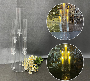 Cylindres sculpturaux en travertin, bougeoirs de table en onyx, en plastique transparent, en cristal, en verre, pour Shabbat et mariage - Product Image 2