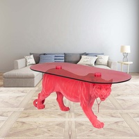 GEDO Nouvelle arrivée Mobilier de maison minimaliste irrégulier Table basse Verre Design léopard Table basse de salon