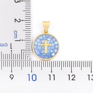 Модное разноцветное колье с подвеской в виде ракушки, 6 цветов, с перекрестным узором, женское, медное, религиозное украшение, аксессуар, подарок, оптом - Product Image 4