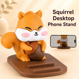 Soporte de Escritorio para Teléfono Celular con Diseño de Ardilla de Dibujos Animados, Base de PVC con <span class=keywords><strong>Dos</strong></span> Ranuras, Soporte de Exhibición para Tiendas Minoristas - Product Image 1