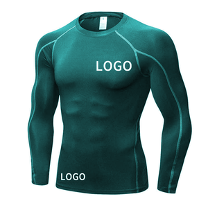 เสื้อรัดกล้ามเนื้อผู้ชาย แห้งเร็ว ป้องกันรังสียูวี สำหรับออกกำลังกาย เล่นเซิร์ฟ ว่ายน้ำ แขนสั้น รับออกแบบโลโก้ตามสั่ง - Product Image 2