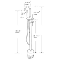 Yundoom contemporain cuivre pont monté au sol en laiton doré autoportant classique double poignée baignoire douche mitigeur baignoire robinet ensemble