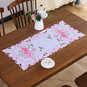 Satijnen Doek Lange Vierkante Handdoek Tafelloper Vogelpatroon Vakantie Decoratie Restaurant En Bruiloft En Feest Loper - Product Image 6