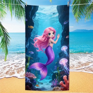Toalla de Playa de Microfibra con Estampado de Dibujos Animados de Sirena para Niñas, de Secado Rápido - Product Image 5