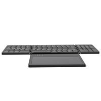 Clavier sans fil Bluetooth pliable Ruidian B055 Magic Leather avec pavé tactile, design compact, compatible ordinateur portable/téléphone/tablette, rechargeable, noir