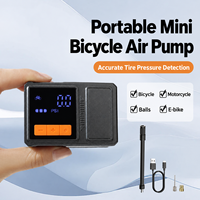 Mini pompe à air pour vélo de route 395g, gonfleur de pneus de vélo électrique, lumière LED, pression préréglée, 4 modes, sac à dos portable, plastique