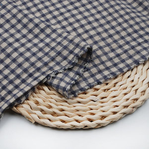 Classico piccolo controllo cotone lino plaid tessuto lavato <span class=keywords><strong>sabbia</strong></span> per abiti camicie pantaloni - Product Image 1