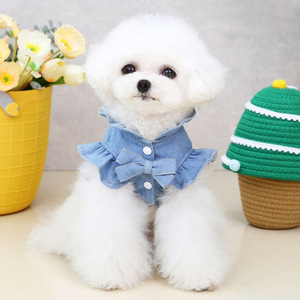 2023 Dog <b>Clothes</b>, Chest and Carry, Teddy, Bichon Frise, Schnauzer, <b>Cat</b> Pet Clothing, Denim Skirt Apparel, Large Dog - Product Image 3