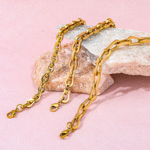 <span class=keywords><strong>Bracciale</strong></span> a catena con maglie a nodo in <span class=keywords><strong>acciaio</strong></span> inossidabile placcato oro 18 carati di alta gamma per donna, gioielli alla moda - Product Image 2