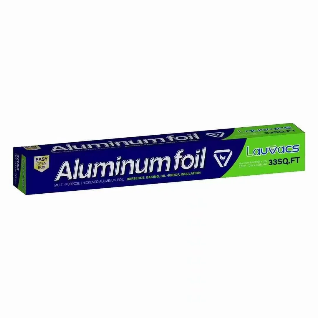 Rollo de papel de aluminio de grado alimenticio para uso doméstico, rollo de papel de aluminio plateado para uso en la cocina, 0,2mm de espesor