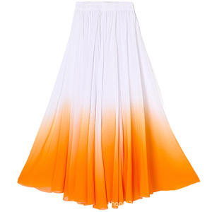 Jupe mi-longue de haute qualité en gros, respirante, pour la danse orientale, la salle de classe, l'entraînement, en soie naturelle, dégradé - Product Image 2