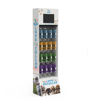 Présentoir pour collier d'animal domestique moderne au sol-Support en carton durable avec écran LCD pour la vente au détail personnalisée (chiens et chats)