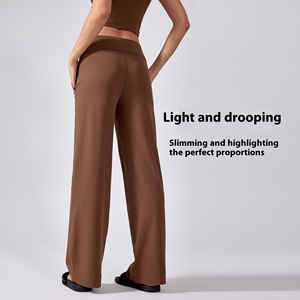 EvolveU New Double 6 Zero Sense Wide Leg Fitness YogaPants pour femmes High Elastic Large Pocket Solid Sports Casual TrousersDL336 - Product Image 4