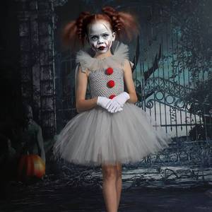 Costume de cosplay pour enfants HP Chunky Animal Fancy, tutu superposé pour petites filles, robe de clown grise pour Halloween - Product Image 2