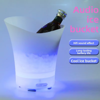 Seau à glace portable en plastique PP avec motif personnalisé, haut-parleurs intégrés, 5L, LED RGB, pour boissons, idéal pour l'été, avec haut-parleur Bluetooth