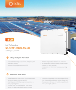 Système solaire photovoltaïque triphasé connecté au réseau S6-GC3P150K07-NV-ND 150 kW pour usage commercial S6-GC3P150K07-NV-ND 150 kW S6-GC3 - Product Image 6