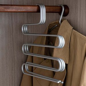 Appendiabiti a 5 livelli a forma di S in alluminio dorato <span class=keywords><strong>per</strong></span> pantaloni - Product Image 3