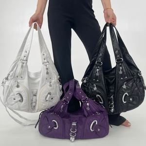 <span class=keywords><strong>Sac</strong></span> fourre-tout vintage Y2K pour femme, style motard, <span class=keywords><strong>sac</strong></span> à bandoulière Meilad vintage délavé, <span class=keywords><strong>sac</strong></span> bandoulière - Product Image 1