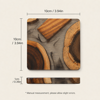 Ensemble de sous-verres en bois de pin naturel et résine, sous-verres ronds et carrés pour café, décoration de table à domicile, vente en gros