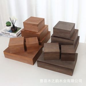 Wooden Storage Box Square Desktop Organizer For Jewelry Candy Soap <b>Gift</b> Box Solid Color Handmade Heze Origin - Product Image 4