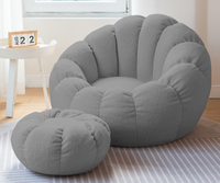 Fauteuil de Salon Ergonomique Nordique Moderne en Velours et Laine, Siège Pouf Grand Confort pour Bureau à Domicile, Canapé Simple pour Salon