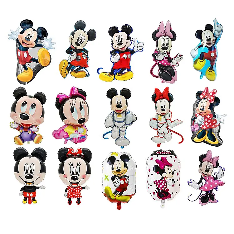 Balões de alumínio do mickey e minnie, brinquedo inflável de desenho animado para decoração de festa de aniversário do bebê