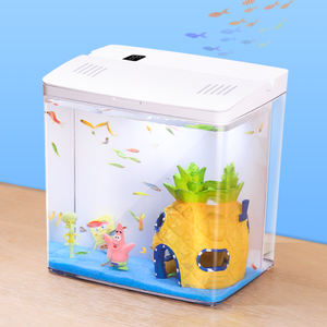 Piccolo filtro posteriore portatile acrilico serbatoio di pesce per i rettili ecologici acquatici, serbatoio di tartaruga serpente con filtro per la pompa dell'acqua di cotone - Product Image 5