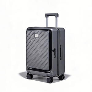 Valigia Rigida Minimalista Bianca in PC con Cerniera, Ruote Girevoli e Portabicchieri, Grande Capacità per Viaggi d'Affari - Product Image 4