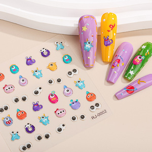 Pegatinas de uñas con forma de corazón 3D, autoadhesivas de dibujos animados para niños, arte DIY RJ-0003 - Product Image 4