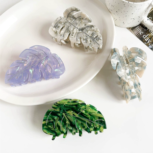 Fermaglio per Capelli Grande in Acetato Ispirato alle Foglie della Foresta, 9,5 CM, Elegante Accessorio per Capelli da <span class=keywords><strong>Donna</strong></span> e Ragazza per Uso Quotidiano - Vendita all'Ingrosso - Product Image 1