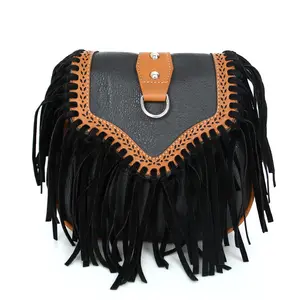 Wholesales Bohemian PU Women Vintage Shoulder Bag Lady Leather Aztec Fringe Crossbody Bag