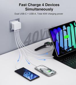 USB C 40W 4พอร์ตชาร์จเร็วบล็อก PD อะแดปเตอร์ไฟฟ้า QC 3.0ชนิด C ที่ชาร์จผนังสำหรับแล็ปท็อปผนังกล่องอิฐ - Product Image 2