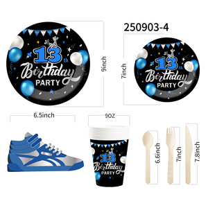 Ensemble de vaisselle pour fête d'anniversaire de garçon de 13 ans DAMAI, comprenant des assiettes et des gobelets en papier jetables pour les décorations d'anniversaire de garçon de 13 ans - Product Image 6