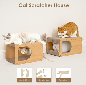 Rascador para gatos de cartón corrugado, casa de interior, árboles para gatos y rascador con cama de rascador para gatitos - Product Image 3