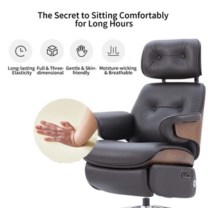 Orta Yüzyıl Modern Deri Ergonomik Elektrikli Ofis Koltuğu |   Ahşap Sırt Desteği |   Ayak dayama yeri |   Ev Ofisi için Uyku Koltuğu - Product Image 6