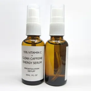 OEM and private label service 30 ml 15% VITAMIN C and CLEAN CAFFEINE ENERGY FACE SERUM