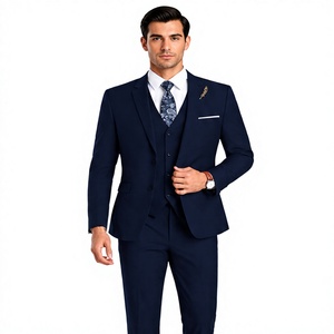 Traje de negocios de 3 piezas azul marino de alta calidad para hombre, blazer ajustado, chaleco, pantalones, traje formal para boda, novio, fiesta - Product Image 1