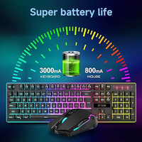 PCTENK XD10R Keyboard Gaming Nirkabel dan Mouse Combo Isi Ulang 3800mAh RGB Rainbow Backlit Tahan Air Mouse 4800 DPI