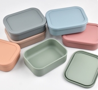 Boîte à lunch portable pour enfants, empilable, carrée et rectangulaire, en silicone, avec couvercle