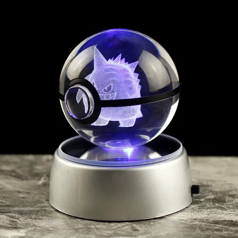 Pujiang barato al por mayor de alta calidad Bola de globo de cristal personalizado 3D láser bola de cristal con base de LED
