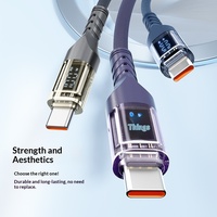 Câble de données tissé à affichage numérique, ligne de charge rapide 100W avec design transparent pour 16 têtes simples et double type-C