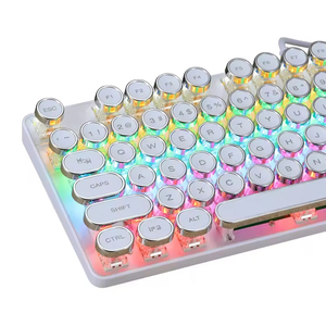 Retro Punk Mechanical Keyboard for Gaming Wired Cyan Axis Esports Desktop <b>Computer</b> Backlit Keyboard 87key Round Keycaps Keyboard - Product Image 3