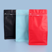 Sacs d'emballage pour café imprimés sur mesure en stock, pour aliments pour bébés et café, pochette à fond plat en papier kraft avec valve à fermeture éclair