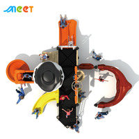 MT-HDD009 Vente en gros, équipement de jeu extérieur personnalisable en forme de bateau pirate, ensemble de toboggan public commercial en plastique pour enfants