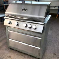 Barbecue à gaz extérieur personnalisé en acier inoxydable avec 4 brûleurs, 48 000 BTU, allumage électronique, brûleur latéral intégré, fonctionnalités intégrées