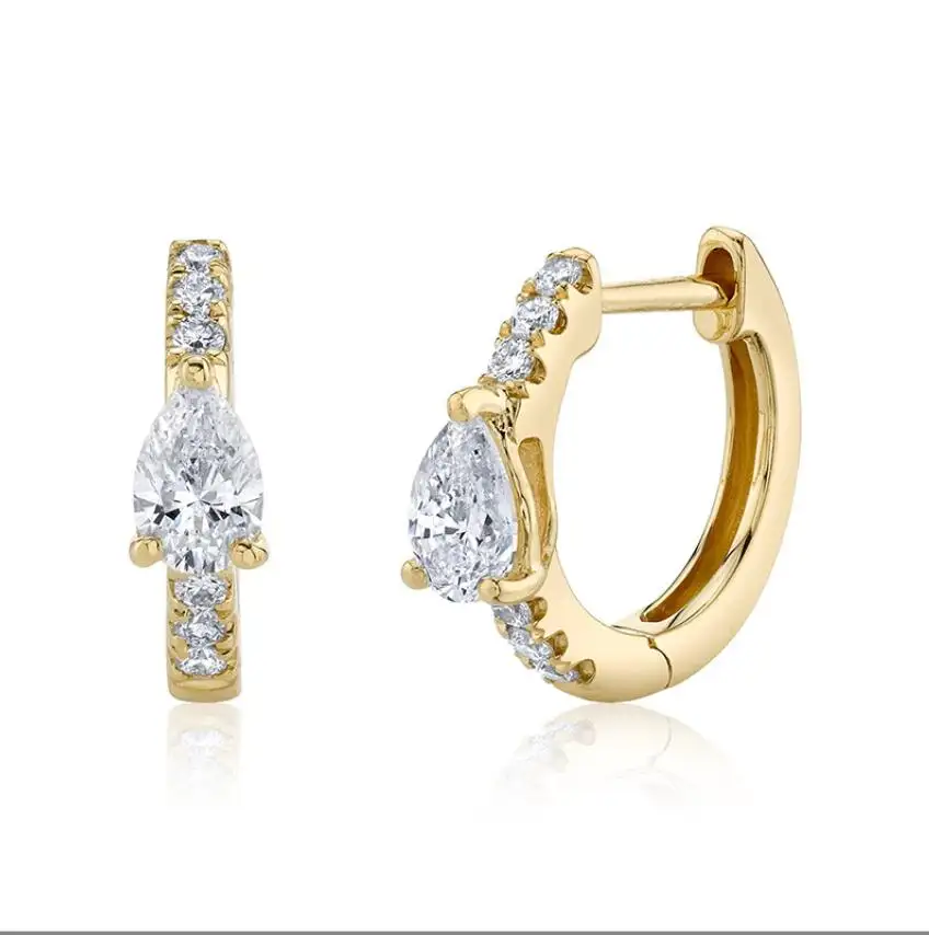 Pendientes de aro con diamantes de pera, joyería fina, gran oferta