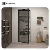 Porte en verre à charnières silencieuses HANNOVER, cadre transparent étanche, sur mesure, minimaliste, pour entrée, bureau, intérieur, salle de bain, chambre, projets