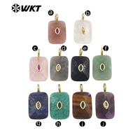 WT-P2139 Vente en gros usine Pendentifs facettés carrés en zircon et pierres précieuses naturelles en forme d'œil, pour la création de bijoux de style simple