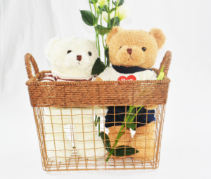 Handmade hộ gia đình dây kim loại giặt giỏ với dệt PP mây đồ lặt vặt nhựa mây lưu trữ giỏ với xử lý - Product Image 5