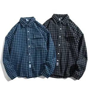 New Men'S Fashion Thick Plaid Flannel Shirt Casual Korean Style Personalized Fashion Short Jacket